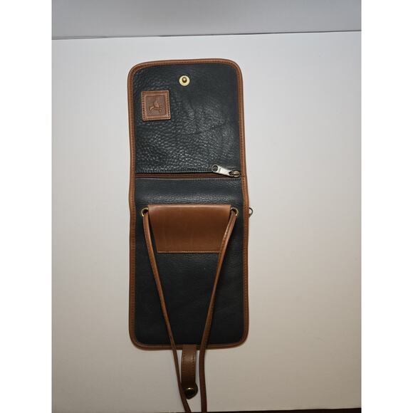 Bugatti Saddle Blue & Brown Leather Crossbody Purse Snap Latch Zip Travel 6x7.5" - Picture 4 of 12